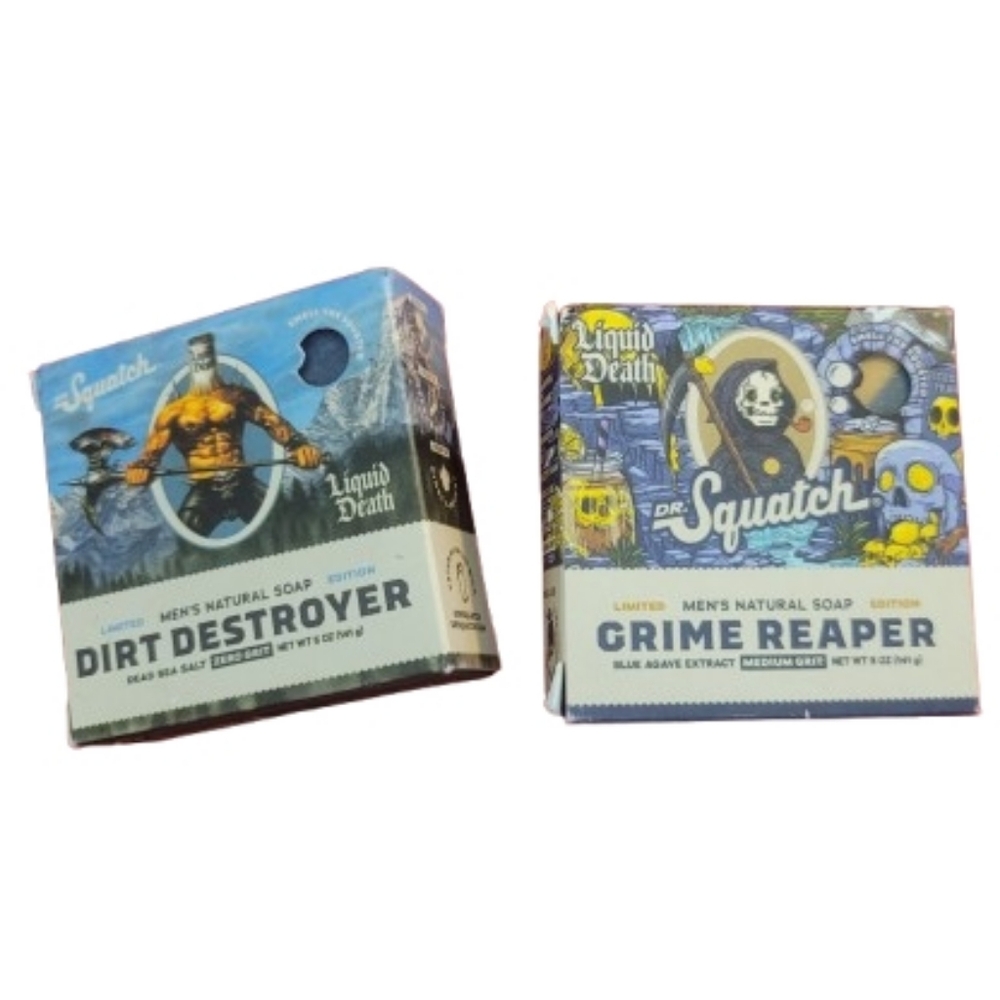 Dr. Squatch Colab With Liquid Death Natural Soap Set grime Reaper Dirt Destroyer